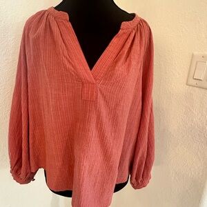 Evereve Coral Blouse with V-Neck